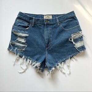 Vintage L.L. Bean Denim Shorts 31" High‎ Rise Custom Distressed